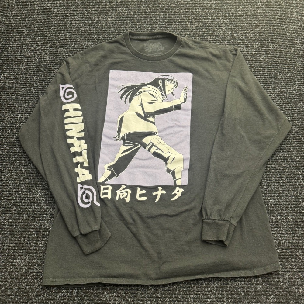 Naruto Shippuden Hinata Hyuga Long Sleeve Graphic T-Shirt Black Mens‎ Large